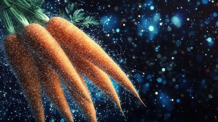 Fresh Carrots, Networked, Dark Background,  Digital Art, Food Ad
