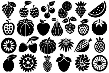 Set of Food Vector Icons in Different Styles on White Background