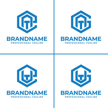 Letters EAT GAT EUT GUT Hexagon Logo, suitable for any business