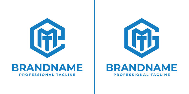 Letters EMT and GMT Hexagon Logo, for EMT, ETM, MTE, MET, TME, TEM, GMT, GTM, MTG, MGT, TMG, TGM initials