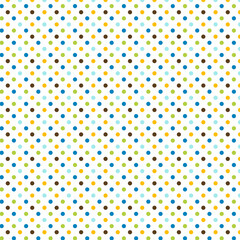 Polka dots design, white background, seamless repeat colorful dots pattern, gift wrap paper