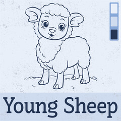 Chicken Silhouette Line Vector Illustration Isolated on a Blue Background