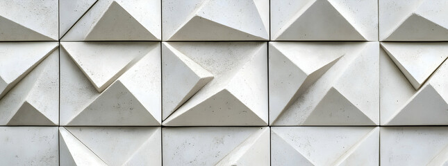 Obraz premium A white wall with triangular shapes, forming a seamless, symmetrical, and tileable pattern