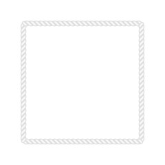 White rope square frame. Blank string cord quadrilateral rectangular border. nautical, western, rustic vintage design element for logos, labels, and banners.