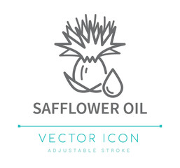 Safflower Oil Line Icon