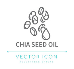 Fototapeta premium Chia Seed Oil Line Icon
