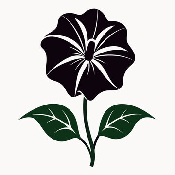 black flower with white lines on stem clip art preview