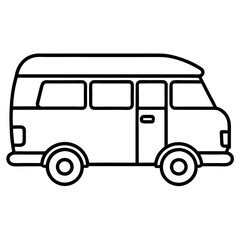 Camper Van Line Art Icon Sleek & Minimalist for Graphic Design