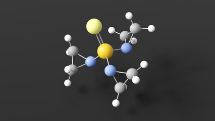 thiotepa molecule 3d, molecular structure, ball and stick model, structural chemical formula alkylating agent