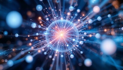 Naklejka premium Stunning Abstract Image: Network Connectivity, Global Data Flow, and Digital Technology