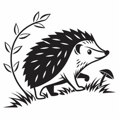hedgehog silhouette icon vector