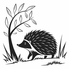 hedgehog silhouette icon vector
