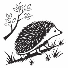 hedgehog silhouette icon vector