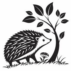 hedgehog silhouette icon vector