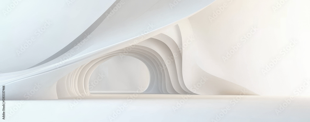 Canvas Prints abstract curved white interior with soft flowing contours and modern design