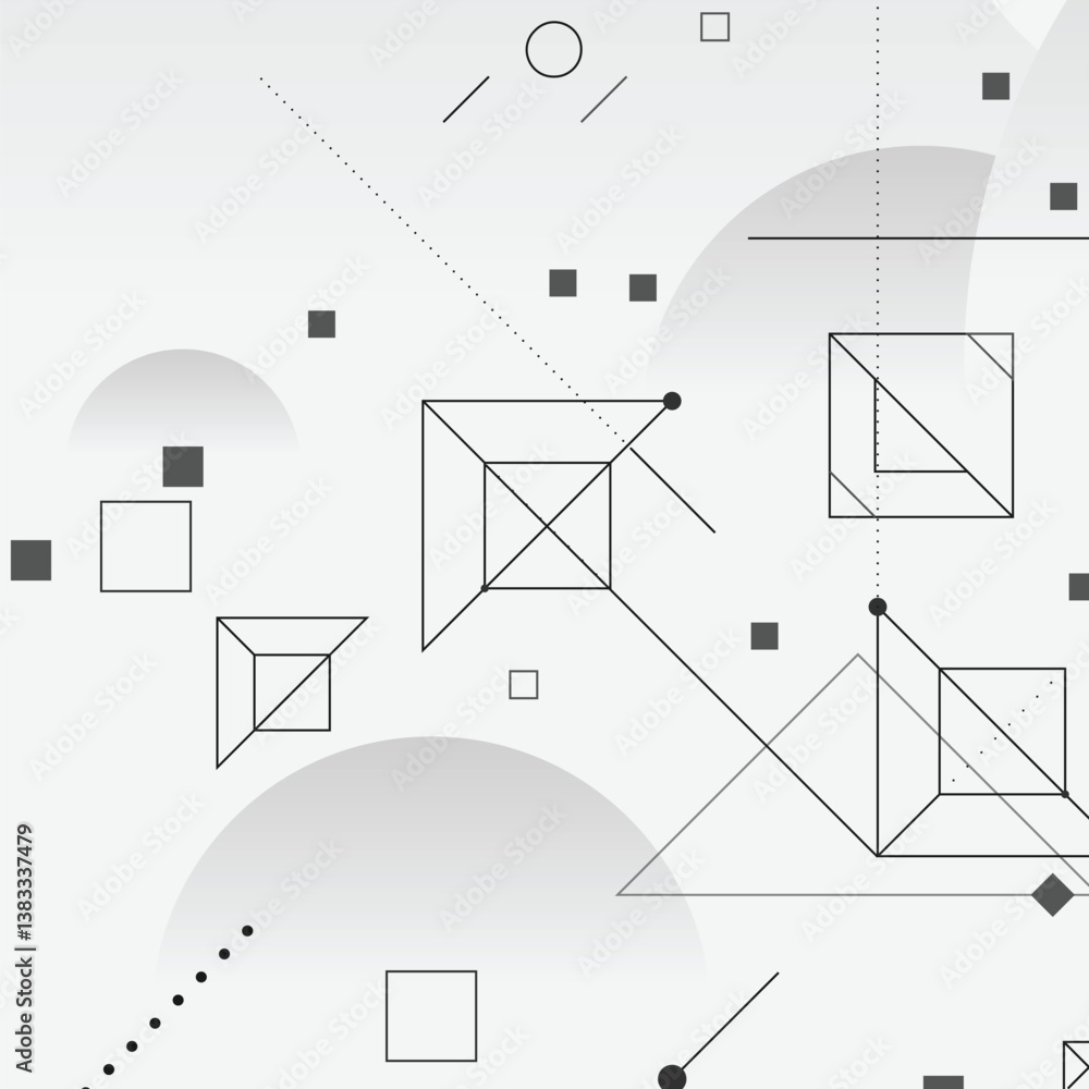 Aufkleber Geometric shapes pattern background. Vector abstract modern line art. Triangle and rectangular square shapes with dots and lines