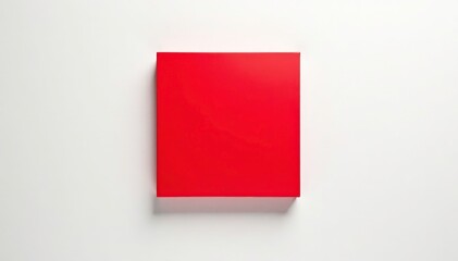 White backdrop with single centered red square , form, art, color