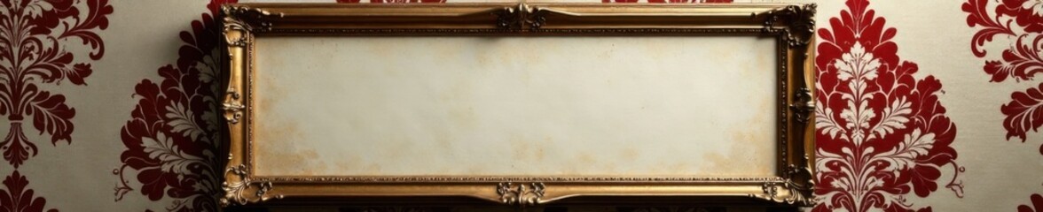 Elegant vintage frame placement on damask fabric, patterns, refined