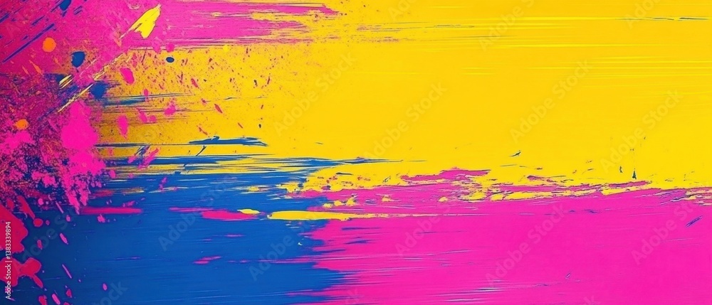 Poster vibrant abstract expressionism with bold brushstrokes creating a dynamic colorful composition featur
