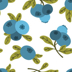 blueberries or bilberries seamless pattern. fresh edible berries, healthy nutrition, forest berries