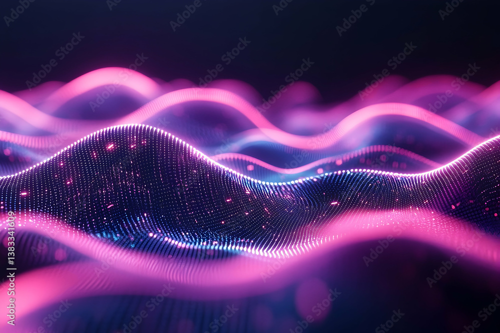 Poster abstract rendering showing flowing waves of light in vibrant colors
