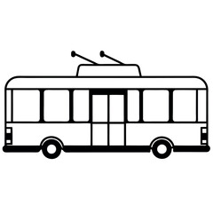Clean Trolleybus Line Art Icon High-Quality Vector for Digital Graphics