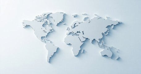 Minimalistic gray world map on a soft white background © Robert Kneschke