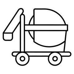 Detailed Line Art Icon of a Cement Mixer Precise Design for Construction Graphics