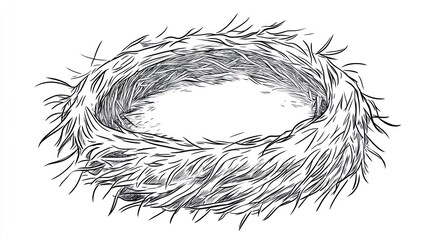 Obraz premium Bird's Nest Outline Illustration
