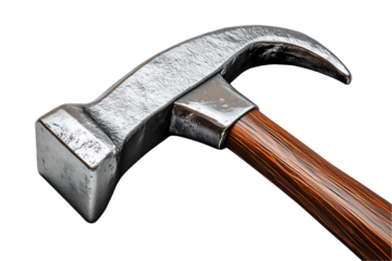 Aged Pewter Claw Hammer with Dark Wood Handle, Close-up