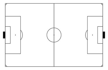 Soccer field tactical board. Professional pitch plan and sport line diagrams. Flat vector illustration isolated on white background.