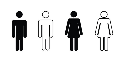 Vector icon of male and female, male and female toilet symbols flat design.