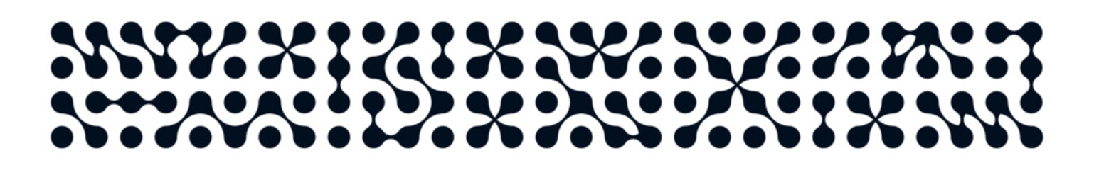 Liquid geometric blob connect pattern. Abstract fluid metaballs and dot icons. Flat vector illustration isolated on white background.