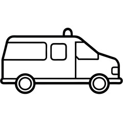 Ambulance Outline Vector Clean & Professional Line Art Illustration