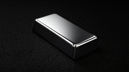 Shiny Silver Bar on Black Textured Background