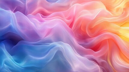 Fototapeta premium Colorful abstract fabric in soft waves creating a dreamy landscape of hues