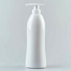 A sleek, white pump bottle with a simple design, perfect for showcasing skincare, haircare, or beauty products in minimalist branding mockups.