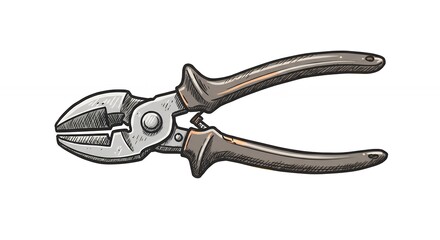 Obraz premium Hand Drawn Illustration of Diagonal Cutting Pliers