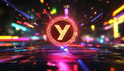 Dynamic, glowing letter Y