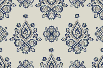 Ikat seamless pattern, geometric design, motif ethnic handmade, Ikat ethnic tribal, boho colors seamless wallpaper. Ethnic Ikat abstract background art.Illustration for greeting cards, printing