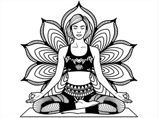 Vector illustration of yoga lotus woman.