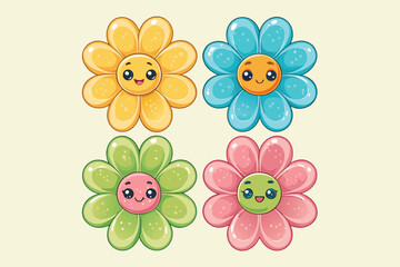 cute flowers illustration vector
