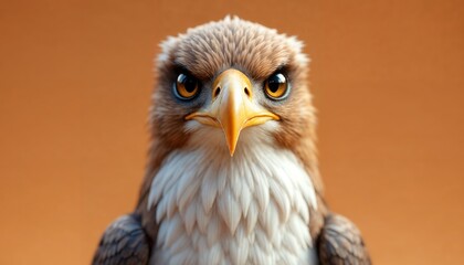 Fototapeta premium Close Up of Focused Eagle with Determined Stare Against Plain Backdrop