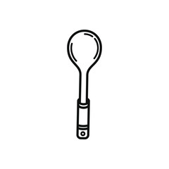 Simple Soup Spoon Sketch: Kitchen Utensil Line Art