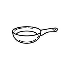 Simple Frying Pan Sketch: Cookware Line Art Illustration