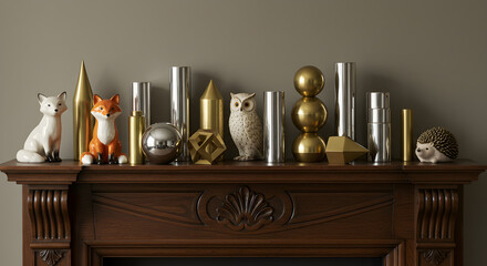 Elegant Still Life Composition Ceramic Animals and Geometric Sculptures