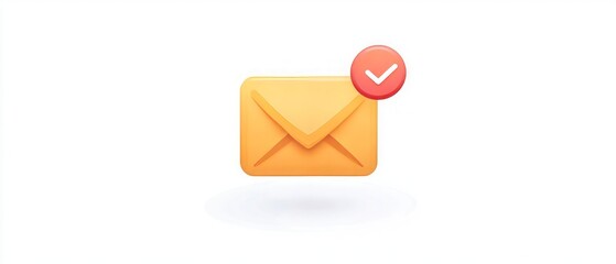 Email notification icon with an envelope inside a speech bubble and a red badge showing one new message, isolated on a white background.