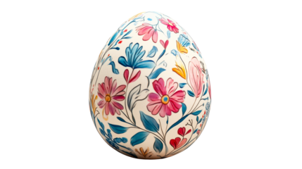 Floral patterned egg on a transparent background
