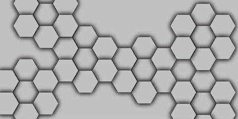 gray Color hexagons in a honeycomb pattern minimalist abstract art featuring bold vector design.Seamless pattern  3d Hexagonal structure.Hexagonal shape structure light seamless geometric background