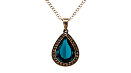 Elegant teal teardrop pendant on delicate chain necklace